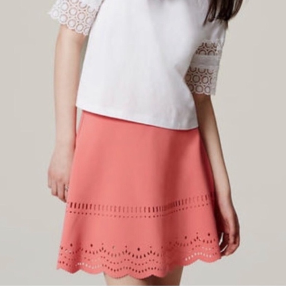 Loft Scalloped Coral Skirt